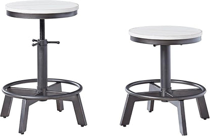 Signature Design by Ashley Torjin Industrial Adjustable Height Counter Barstool, 2 Count, White & Black