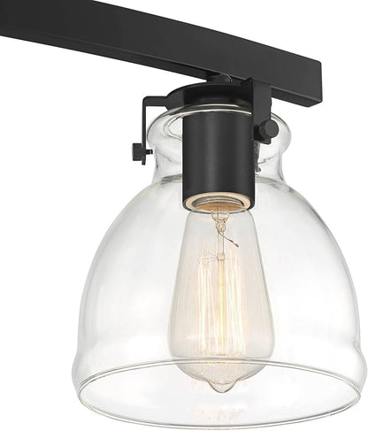Possini Euro Design Bellis Modern Industrial Wall Light Black Hardwired 22 3/4" 3-Light Fixture Clear Curving Glass Shade for Bedroom Bathroom Vanity Living Room Home Hallway Dining Kitchen House