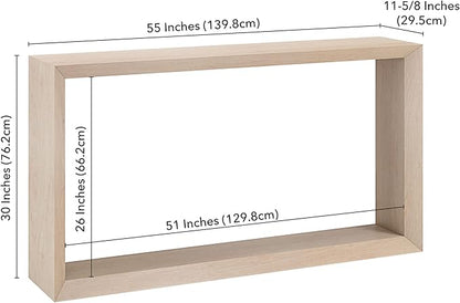 Henn&Hart 55'' Wooden Rectangular Console Table Entryway Table, Sofa Table with Wooden Shelf for Entryway, Living Room, Couch, Hallway, or Office, Alder White