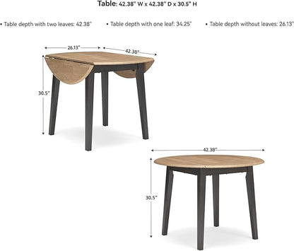 Signature Design by Ashley Gesthaven Contemporary Dining Drop Leaf Table with 4 Legs, Light Brown & Dark Brown