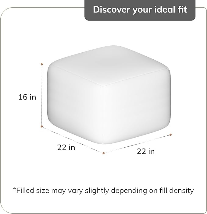 Anji Mountain 100% Handmade & Handcrafted Comfortable Home Décor Pouf Ottoman Footrest for Living Room, Bedroom, Nursery, Kidsroom, Patio Furniture - (22" x 22" x 16" - Black)
