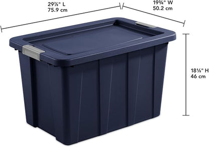 Sterilite 12-Pack Storage Bins with Lids, Heavy Duty Totes, Tuff1, 30 Gallon, Dark Indigo