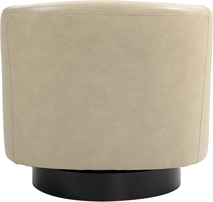 Lumibee Swivel Accent Chair, Faux Leather Swivel Barrel Chair for Living Room, Modern Comfy Upholstered Round Armchair Single Sofa Chair for Bedroom, Club-Cream