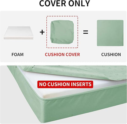 Easy-Going Waterproof Patio Cushion Covers 22x22x4 inch 4 Pack Replacement Non-Slip Outdoor Seat Cushion Slipcover with Zipper. Greyish Green