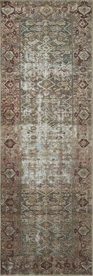 Loloi Amber Lewis Georgie Collection GER-07 Moss/Salmon 3'-0" x 10'-0", .19" Pile Height, Runner Rug