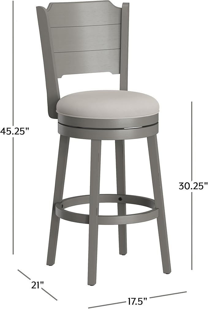 Hillsdale Clarion Wood Swivel Bar Height Stool, Distressed Gray