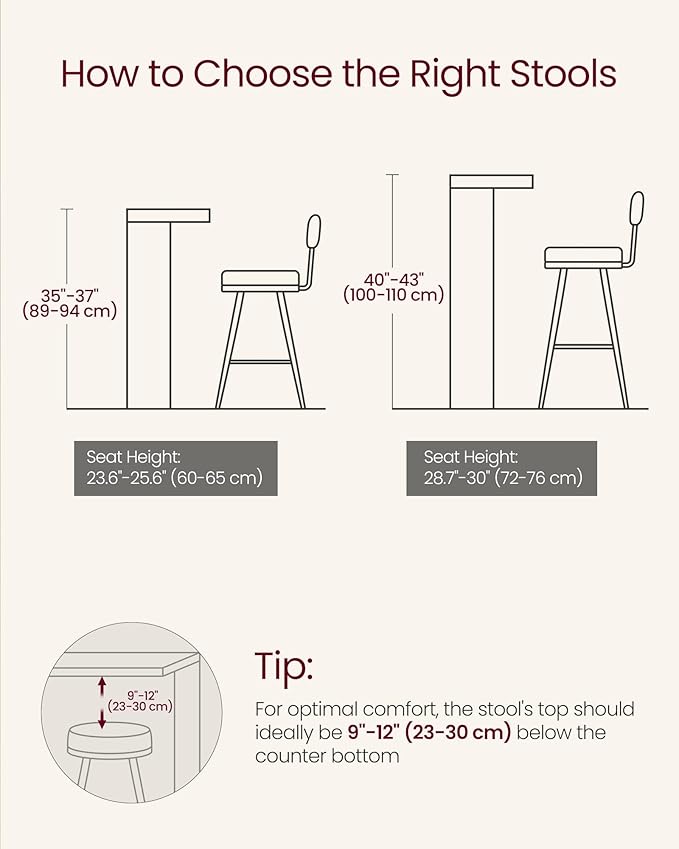 VASAGLE Bar Stools Set of 2, Bar Height Stools with Rattan Back and Metal Legs, 30.1-Inch Tall Counter Chairs, Modern Leather Upholstered Barstools for Kitchen Island Dining Room, Caramel Brown