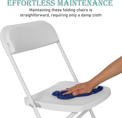 80 Pack Plastic White Folding Chairs, Portable Stackable Commercial Party Folding Chairs with Steel Frame 350lbs for Home Office Outdoor Indoor Office Wedding Party Event