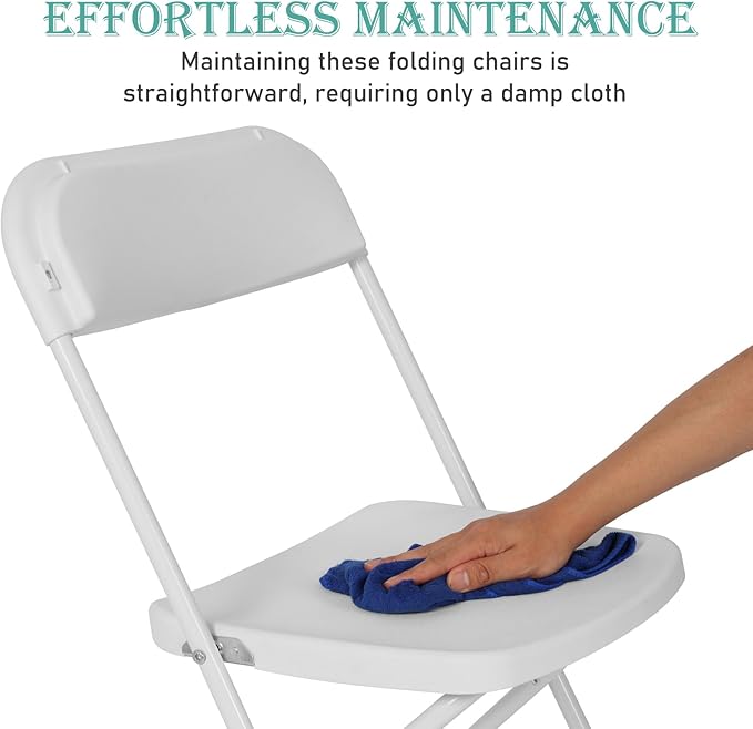 60 Pack Plastic White Folding Chairs, Portable Stackable Commercial Party Folding Chairs with Steel Frame 350lbs for Home Office Outdoor Indoor Office Wedding Party Event