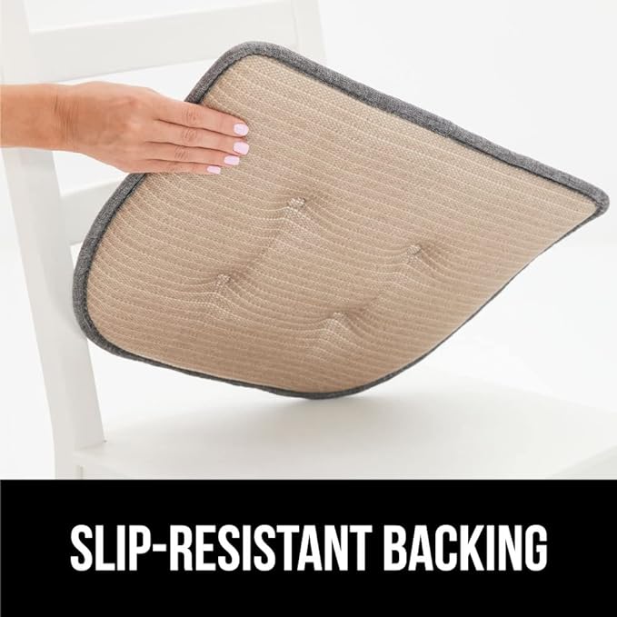 GORILLA GRIP Slip Resistant Tufted Chair Cushions, No Ties Required, Set of 6 Memory Foam Pads for Dining Room, Kitchen Table, Office, Rocking Chairs, Plush Seat Cushion Pad, Home Decor, 16x17, Navy