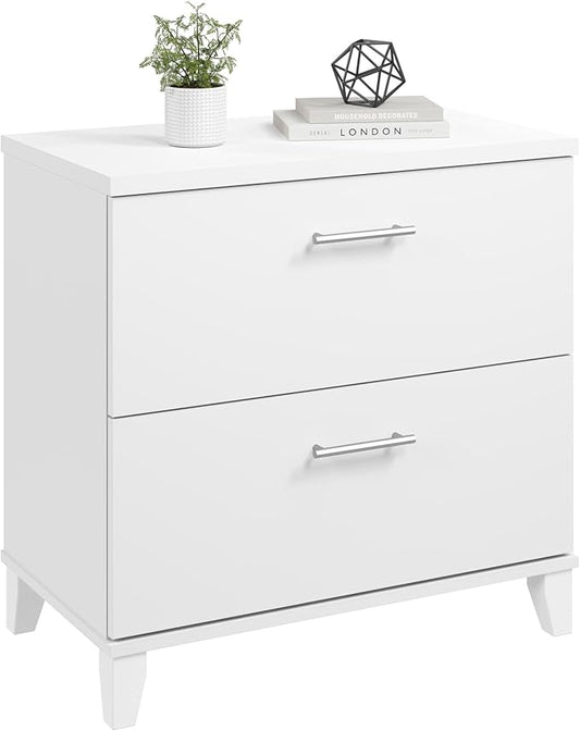 Bush Furniture 2 Drawer Lateral File Cabinet, Letter and Legal-Size Document Storage for Home or Professional Office, Somerset Collection, White