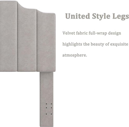 King Size Headboard Only, Velvet Wall Mounted Headboard King for Adjustable Bed Modern Upholstered Head Board Easy Assembly, Gray