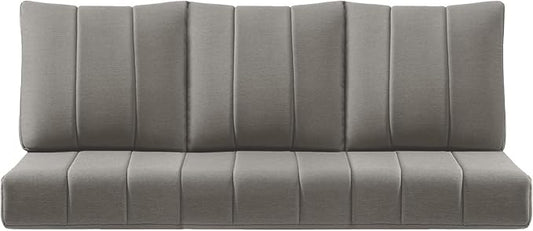 Luxury 24x24x6 Inch Kitty Patio Chair Cushions Set of 3 - Memory Foam Deep Seat Water-Resistant Patio Cushion for Dining Rocking Swivel Chairs Loveseat 3-Seater Sectional Sofa - Grey