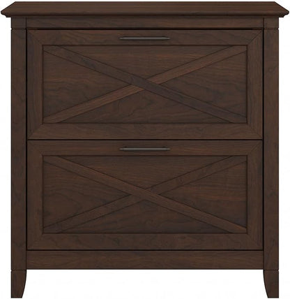 Bush Furniture Key West 2 Drawer Lateral File Cabinet in Bing Cherry, Document Storage for Home Office, Accent Chest with Drawers