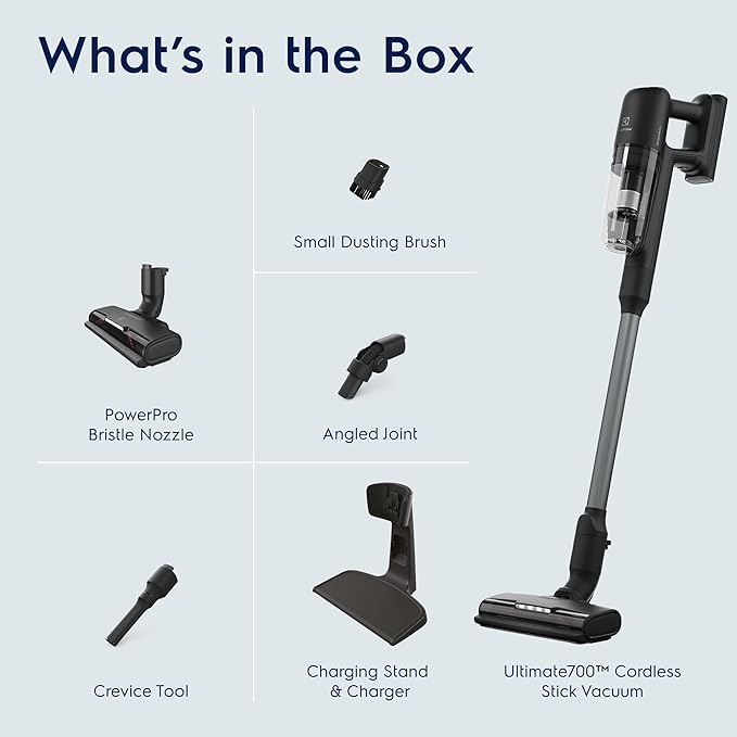 Electrolux Ultimate700 Cordless Stick Vacuum with PowerPro Bristle Nozzle and High Suction Power, 50-Minute Run Time, 4 Power Modes, Granite Gray