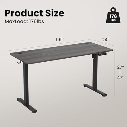 Casaphoria 55 x 24 inches Electric Standing Desk, Sit to Stand Desk with Memory Height Adjustment, Home Office Computer Desk for Writing and Games, Grey