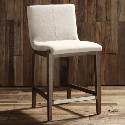 Uttermost Klemens 26" Neutral Linen Fabric Counter Stool