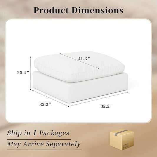 Modular Sectional Sofa Cloud Couch,Down Filled Comfy Cloud Modern Sofa,White Linen Oversized Couch Cushion Covers Removable for Living Room