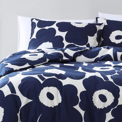 Marimekko - King Comforter Set, Cotton Bedding with Matching Shams, Lightweight Home Decor for All Seasons (Unikko Indigo, King)