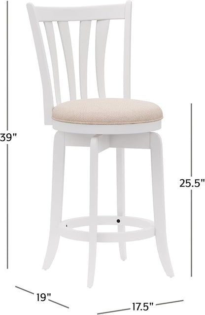 Hillsdale 25.5" Savana Wood Swivel Counter Height Stool, White