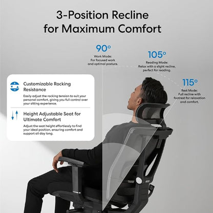 Autonomous ErgoChair Pro Ergonomic Office Chair Foam Grey Adjustable Lumbar Support, Rolling Swivel - Home Office Desk Chairs with Wheels and Arms - Ergonomic Desk Chair Comfy for Gaming & Long Hours