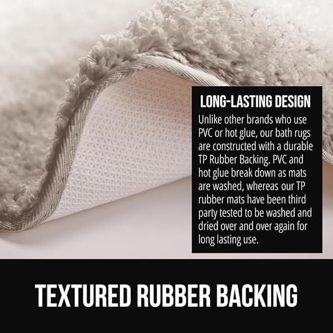 GORILLA GRIP Ultra Soft Plush Bathroom Rugs with Rubber Backing Set of 2, Absorbent Quick Dry Bath Mat, Machine Washable Shower Mats, Home Décor Accessories Bathmat Rug, 24x16 and 30x18 Beige