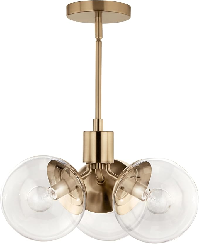 KICHLER Silvarious 3-Light Convertible Pendant, Soft Modern Light with Clear Glass in Polished Nickel, for Hallway, Dining Nook, Bedroom or Kitchen (9.5" x 16.5"), 52700CPZCLR