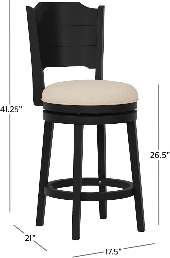 Hillsdale Clarion Wood Counter Height Swivel Stool, Black