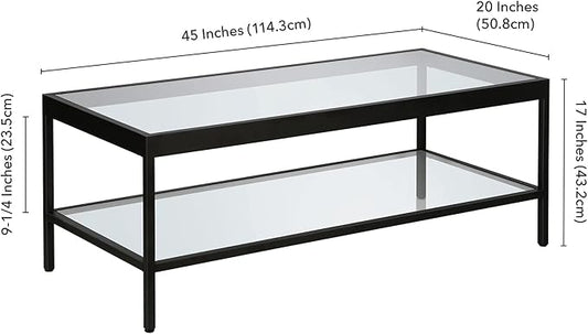 Henn&Hart 45" Wide Rectangular Rectangular Coffee Table in Blackened Bronze, Modern Rectangular Coffee Tables for living room, studio apartment essentials