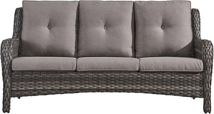 HUMMUH Patio Furniture 6 Pieces Outdoor Furniture Set Wicker Outdoor Sectional Sofa with Swivel Rocking Chairs,Patio Ottomans,Patio Coffee Table