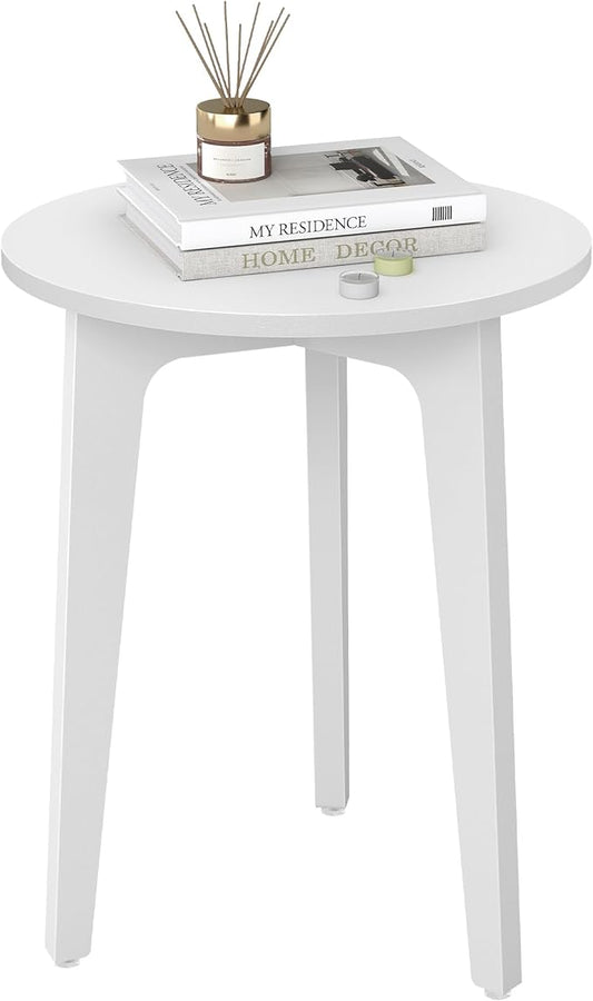 VASAGLE MAEZO Collection - Small Side Table, Round End Table, Nightstand with Tapered Legs, Curved Transitions, for Small Spaces, Living Room, Bedroom, Cloud White ULET237WB01S