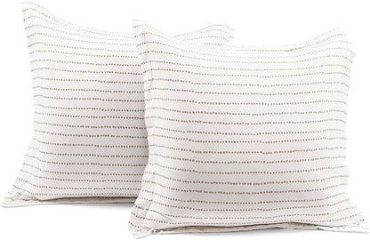 Lush Decor Hygge Geo Reversible 5 Piece Comforter Set, Full/Queen, Taupe & White