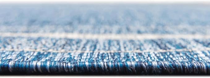 Unique Loom Outdoor Border Collection Area Rug - Soft Border (13' Round, Blue/ Ivory)