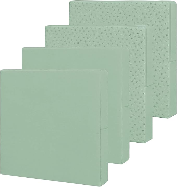 Easy-Going Waterproof Patio Cushion Covers 22x22x4 inch 4 Pack Replacement Non-Slip Outdoor Seat Cushion Slipcover with Zipper. Greyish Green