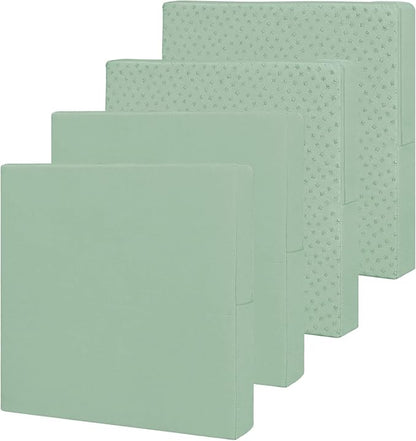 Easy-Going Waterproof Patio Cushion Covers 24x24x4 inch 4 Pack Replacement Non-Slip Outdoor Seat Cushion Slipcover with Zipper. Greyish Green