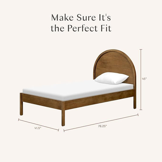 Babyletto Bondi Twin Bed for Kids - GREENGUARD Gold Certified - Twin Bed Frames with Arched Headboard - Universal Mattress Fit - No Box Spring Needed, Perfect for Boys & Girls Room - Natural Walnut
