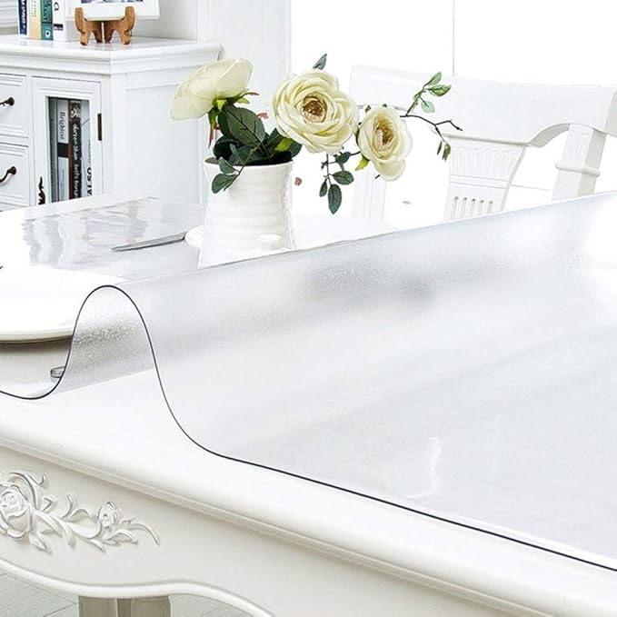 NECAUX Custom 32 x 52 Inch Frosted Table Cover Protector, 1.5mm Thick Plastic Scratch Resistent Heavy Duty Desk Pad Mat Non-Slip Tablecloth Protector for Coffee Table Sofa Table Media Stand Dressers