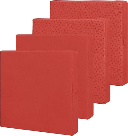 Easy-Going Waterproof Patio Cushion Covers 24x24x4 inch 4 Pack Replacement Non-Slip Outdoor Seat Cushion Slipcover with Zipper. Terra Red