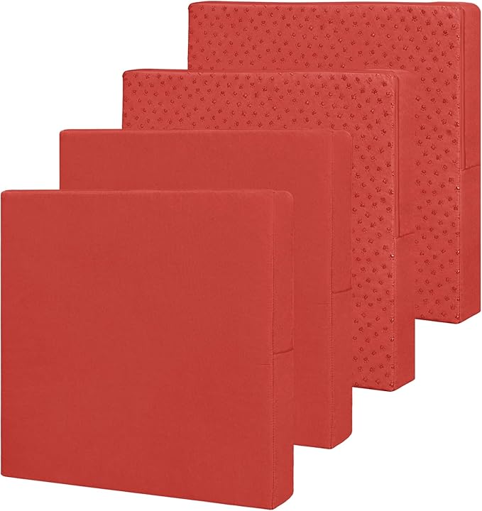Easy-Going Waterproof Patio Cushion Covers 22x20x4 inch 4 Pack Replacement Non-Slip Outdoor Seat Cushion Slipcover with Zipper. Terra Red