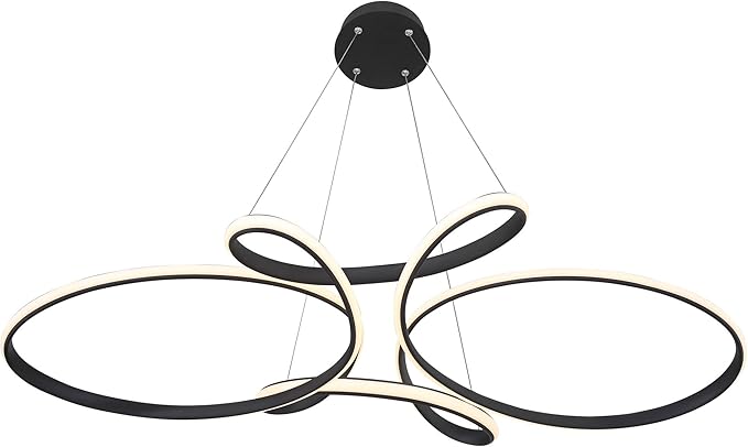 Possini Euro Design Helix Sand Black Multi-Ring Ceiling Pendant Light 39 1/2" Wide Ultra Modern Minimalist Spiral Dimmable LED Strip Steel Metal Dining Room House Foyer Kitchen Island Entryway Home