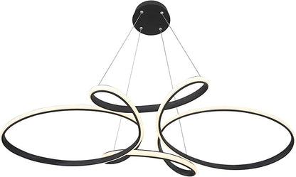 Possini Euro Design Helix Sand Black Multi-Ring Ceiling Pendant Light 39 1/2" Wide Ultra Modern Minimalist Spiral Dimmable LED Strip Steel Metal Dining Room House Foyer Kitchen Island Entryway Home