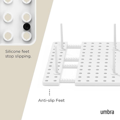 Umbra Peggy Kitchen Cupboard, Shelf and Drawer Organizer Tray - Adjustable Storage System, White
