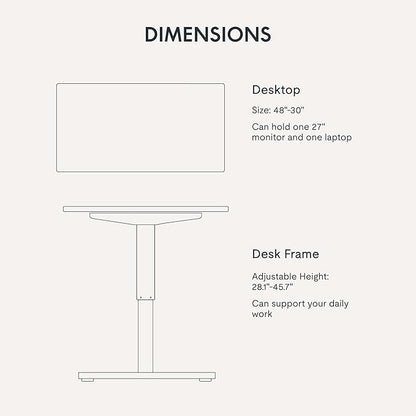 FLEXISPOT EN1 One-Piece Standing Desk, 48 x 30 Inches Electric Height Adjustable Desk for Home Office and Workstation (White Frame + Rustic Brown Top, 2 Packages)