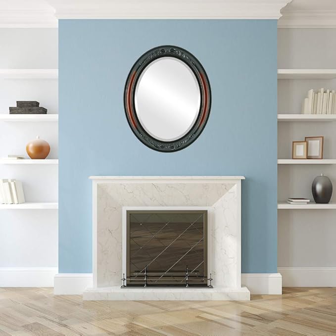 OVALCREST Oval Beveled Wall Mirror for Home Decor - Florence Style - Rosewood - 24" x 20"