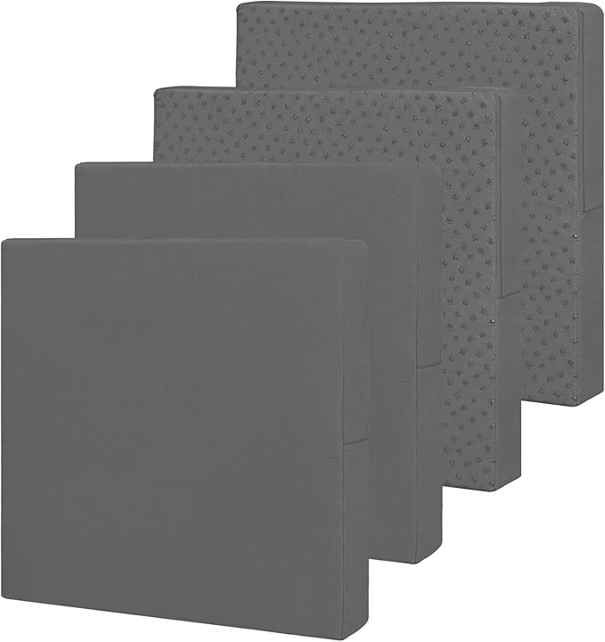 Easy-Going Waterproof Patio Cushion Covers ONLY Cover 24x22x4 inch 4 Pack Replacement Non-Slip Outdoor Seat Cushion Slipcover with Zipper. Dark Gray
