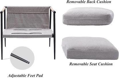 DUOMAY Mid-Century Modern Accent Chair Armchair Set of 2, Soft Linen Fabric Sofa Lounge Chair Reading Chair with Metal Leg for Living Room Bedroom Office, Grey