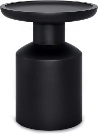SIMPLIHOME Haynes End Table - 16 inch Wide Solid Mango Wood Round Accent Table with Sculptural Pedestal Base in Black, Boho Nightstand or Lamp Stand for Living Room or Bedroom, Assembled