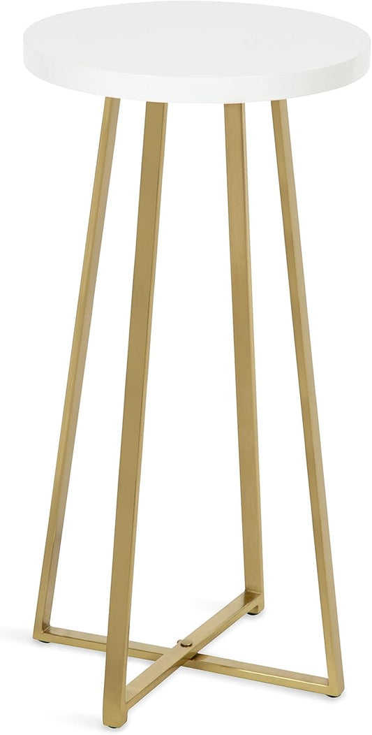 Kate and Laurel Zia Modern Counter Stool; 13 x 13 x 25; White and Gold; Decorative Contemporary Stool for Kitchen