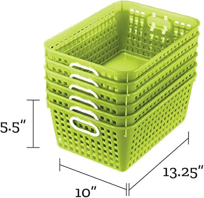 Really Good Stuff Large Plastic Book Baskets, 13" x 10" x 5" - 12 Pack, Green - Classroom Library Organizer, Toy Storage, Multi-Purpose Organizer Basket