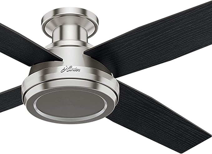 Hunter Fan 52 in Low Profile Brushed Nickel Ceiling Fan with Remote Control (Renewed)